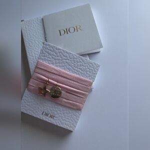 Dior Pink Ribbon Bracelet with Gold Star Charm – Perfume-Ready Fabric Tie (GWP)